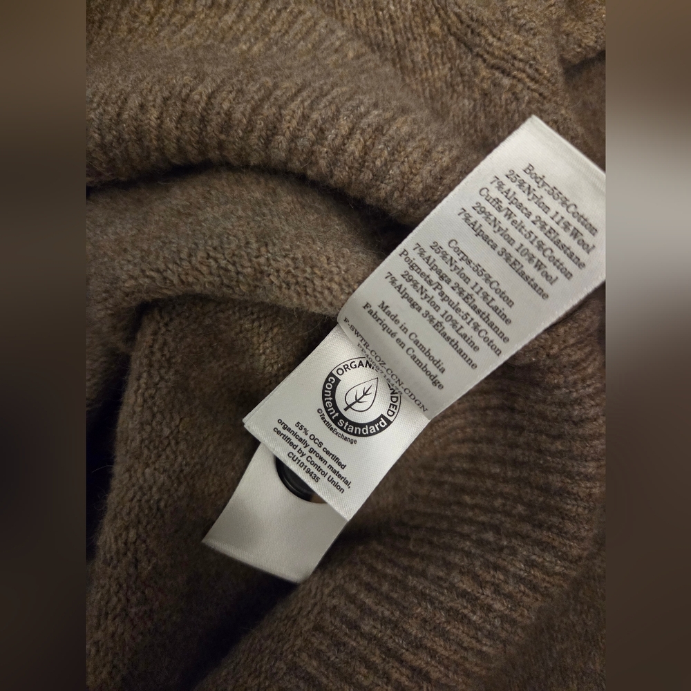 Everlane Wool Alpaca Blend Brown Button-Up Women's Cardigan Size M - Picture 10 of 11